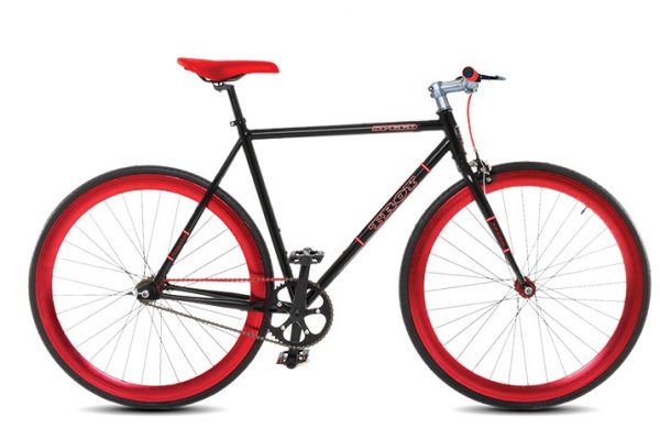 Troy speed fixedgear fiets zwart rood